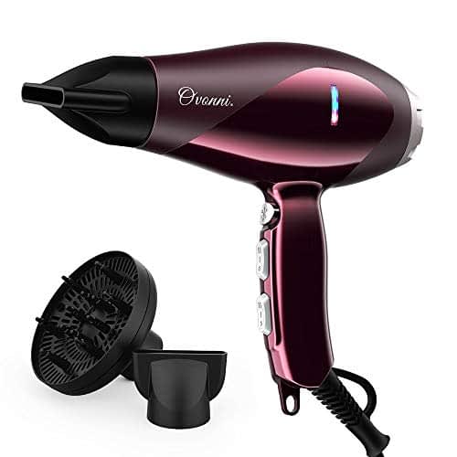 Ovonni Asciugacapelli Professionale Con Diffusore Tecnologia A Ioni Per Ridurre L Effetto Crespo Motore Ac Da 2200w Rivestimento In Ceramica Tormalina Phon Con 1 Diffusore E 2 Concentratori Rosso Prodotti Per Capelli